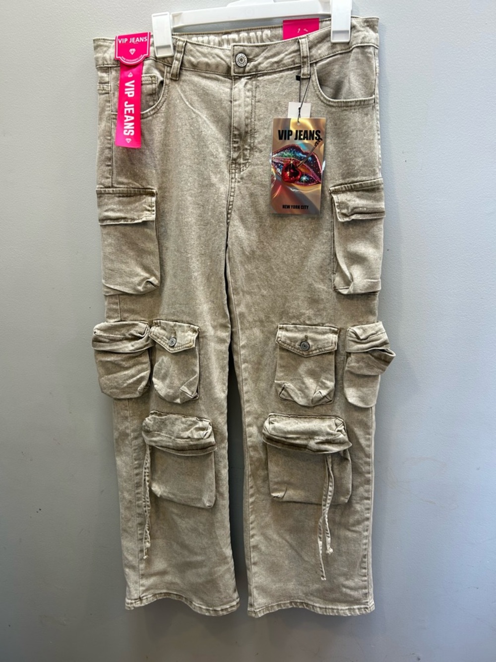 VIP Beige Cargo Wide Leg Jeans 15/32